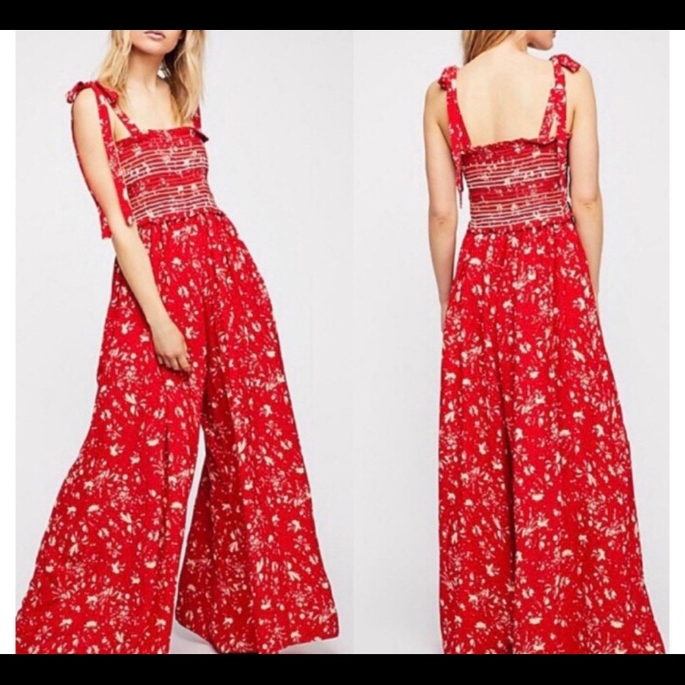 Free People color my world red jumpsuit NWT